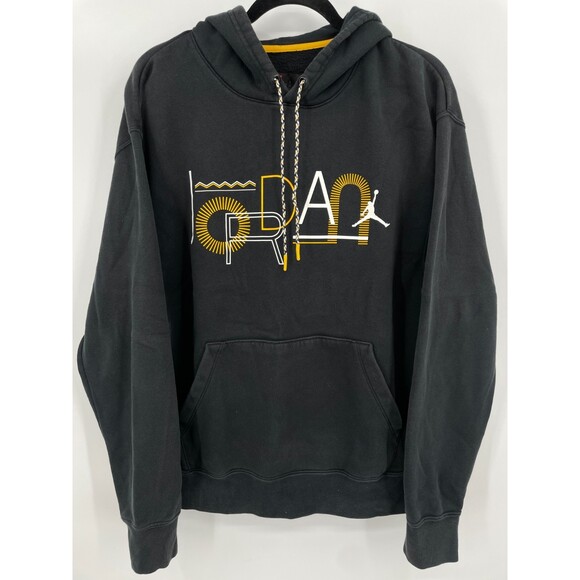 JORDAN Legacy 2 Southwestern Pullover Black Yellow Hoodie Size M - Picture 3 of 8